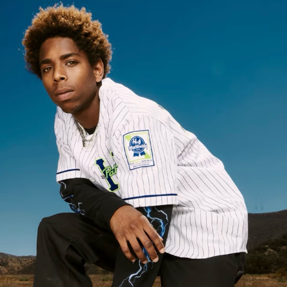 HUF Pabst Baseball Jersey PBR Heavy Twill Pinstripe Embroidered Large - Picture 3 of 13